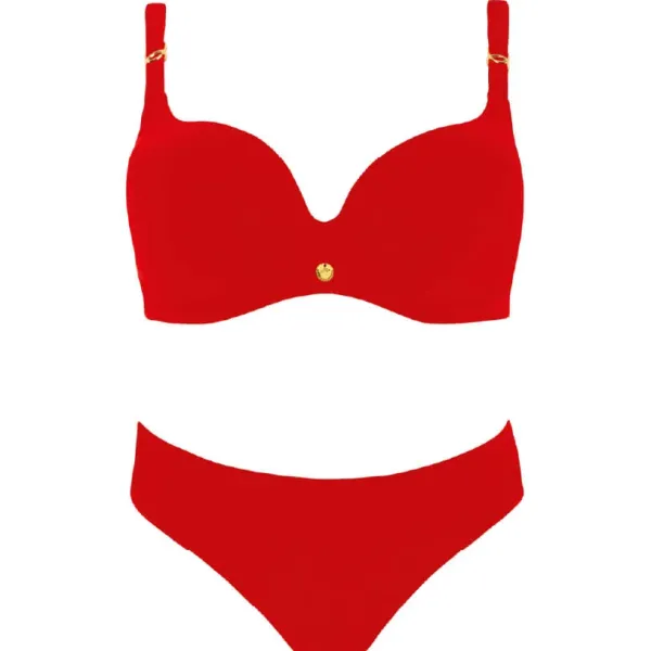 Self Γυναικείο Set bikini Plus sizes κόκκινο για μεγάλο στήθος με ελαφρυά ενίσχυση & ψηλόμεσο κλασικό σλιπ Luxury Swimwear Red S940V2EX4.6