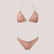 MYA swimwear Γυναικείο bikini set μαγιό μεταλλιζέ τριγωνάκι & brazil v με πλεκτό τελείωμα Dusty rose MB2205