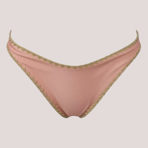 MYA swimwear Γυναικείο bikini set μαγιό μεταλλιζέ τριγωνάκι & brazil v με πλεκτό τελείωμα Dusty rose MB2205