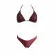 MYA swimwear Γυναικείο set bikini μαγιό μπορντώ με μεταλλικές πλεκτές λεπτομέρειες τριγωνάκι & ψηλόμεσο v brazil MB3225 summer collection Bordeaux