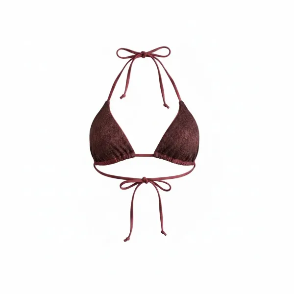 MYA swimwear Γυναικείο set bikini μαγιό μπορντώ με μεταλλικές πλεκτές λεπτομέρειες τριγωνάκι & ψηλόμεσο v brazil MB3225 summer collection Bordeaux