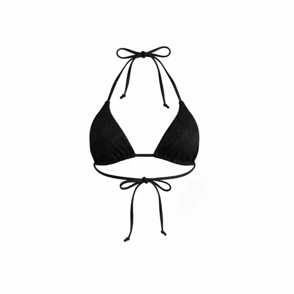 MYA swimwear Γυναικείο set bikini μαγιό μαυρο  με μεταλλικές πλεκτές λεπτομέρειες τριγωνάκι & ψηλόμεσο v brazil MB3225 summer collection black