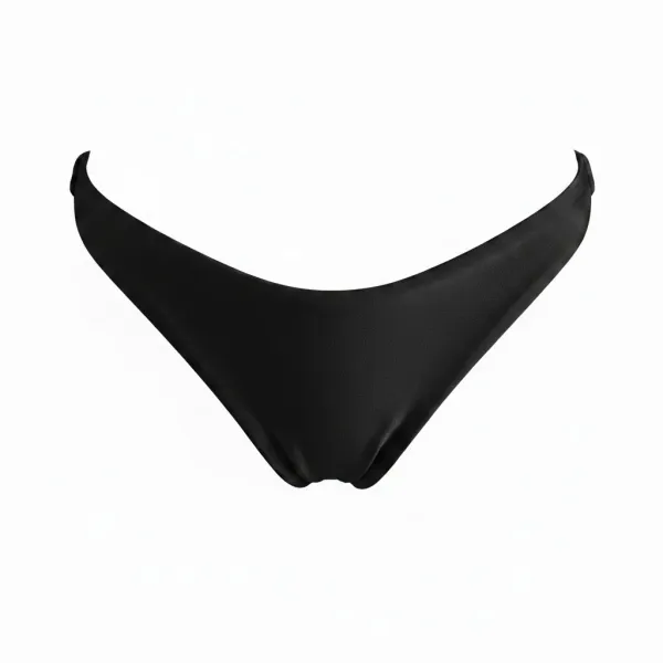 MYA swimwear Γυναικείο set bikini μαγιό μαυρο  με μεταλλικές πλεκτές λεπτομέρειες τριγωνάκι & ψηλόμεσο v brazil MB3225 summer collection black