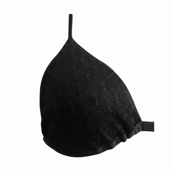 MYA swimwear Γυναικείο set bikini μαγιό μαυρο  με μεταλλικές πλεκτές λεπτομέρειες τριγωνάκι & ψηλόμεσο v brazil MB3225 summer collection black