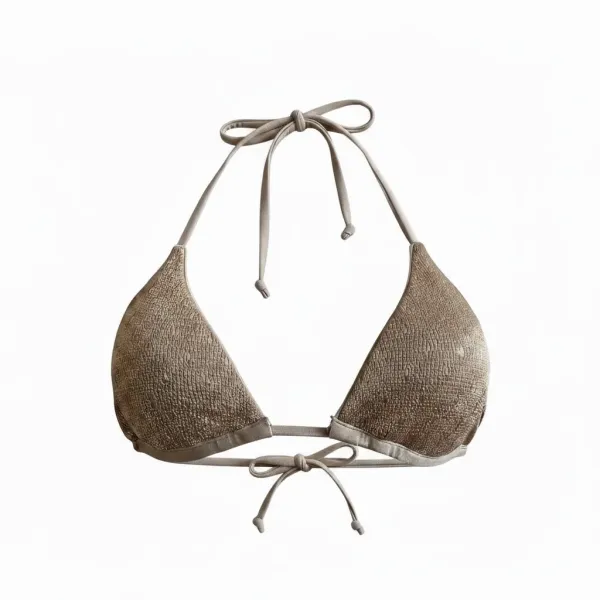 MYA swimwear Γυναικείο set bikini μαγιό Ροζ gold με μεταλλικές πλεκτές λεπτομέρειες τριγωνάκι & ψηλόμεσο v brazil MB3225 summer collection dusty pink