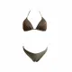MYA swimwear Γυναικείο set bikini μαγιό καφέ με μεταλλικές πλεκτές λεπτομέρειες τριγωνάκι & ψηλόμεσο v brazil MB3225 summer collection Brown