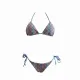 Modern Ocean Γυναικείο Set Bikini πλεκτό Τριγωνάκι με χοντρά κορδόνια ροζ χρώμα με μπλε και λευκες αποχρώσεις & δετό σλιπ braziL C-6333.PINK