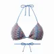 Modern Ocean Γυναικείο Set Bikini πλεκτό Τριγωνάκι με χοντρά κορδόνια ροζ χρώμα με μπλε και λευκες αποχρώσεις & δετό σλιπ braziL C-6333.PINK