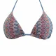 Modern Ocean Γυναικείο Set Bikini πλεκτό Τριγωνάκι με χοντρά κορδόνια ροζ χρώμα με μπλε και λευκες αποχρώσεις & δετό σλιπ braziL C-6333.PINK