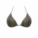 Modern Ocean Γυναικείο Set Bikini πλεκτό Τριγωνάκι με χοντρά κορδόνια καφέ χρώμα με κίτρινες και μπλέ αποχρώσεις & δετό σλιπ brazil C-6333