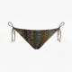 Modern Ocean Γυναικείο Set Bikini πλεκτό Τριγωνάκι με χοντρά κορδόνια καφέ χρώμα με κίτρινες και μπλέ αποχρώσεις & δετό σλιπ brazil C-6333