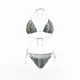 Modern Ocean Γυναικείο Set Bikini πλεκτό Τριγωνάκι με χοντρά κορδόνια λευκό χρώμα με μπλε αποχρώσεις & δετό σλιπ brazil C-6333