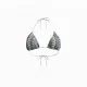 Modern Ocean Γυναικείο Set Bikini πλεκτό Τριγωνάκι με χοντρά κορδόνια λευκό χρώμα με μπλε αποχρώσεις & δετό σλιπ brazil C-6333