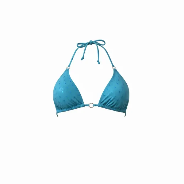MYA swimwear Γυναικείο set bikini μαγιό μπλέ με μεταλλικές γυαλιστερές ανταύγειες τριγωνάκι & δετό brazil MB2201 summer collection Blue