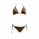 MYA swimwear Γυναικείο set bikini μαγιό καφέ μπρονζέ με μεταλλικές γυαλιστερές ανταύγειες τριγωνάκι & δετό brazil MB2201 summer collection Brown