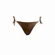 MYA swimwear Γυναικείο set bikini μαγιό καφέ μπρονζέ με μεταλλικές γυαλιστερές ανταύγειες τριγωνάκι & δετό brazil MB2201 summer collection Brown