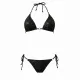 MYA swimwear Γυναικείο set bikini μαγιό μαύρο με μεταλλικές γυαλιστερές ανταύγειες τριγωνάκι & δετό brazil MB2201 summer collection Black