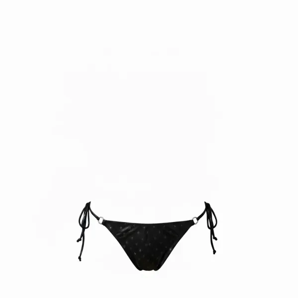 MYA swimwear Γυναικείο set bikini μαγιό μαύρο με μεταλλικές γυαλιστερές ανταύγειες τριγωνάκι & δετό brazil MB2201 summer collection Black