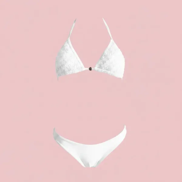 MYA  Γυναικείο Set Bikini Τριγωνάκι με ανάγλυφη textured δαντέλα στο επάνω μέρος σε λευκό χρώμα και δετό σλιπ brazil white MP5236 