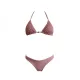 MYA  Γυναικείο Set Bikini Τριγωνάκι με ανάγλυφη textured δαντέλα στο επάνω μέρος σε απαλό ροζ χρώμα και δετό σλιπ brazil pink MP5236 