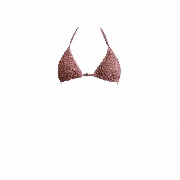 MYA  Γυναικείο Set Bikini Τριγωνάκι με ανάγλυφη textured δαντέλα στο επάνω μέρος σε απαλό ροζ χρώμα και δετό σλιπ brazil pink MP5236 