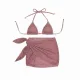 MYA  Γυναικείο Set Bikini Τριγωνάκι με ανάγλυφη textured δαντέλα στο επάνω μέρος σε απαλό ροζ χρώμα και δετό σλιπ brazil pink MP5236 