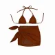 MYA  Γυναικείο Set Bikini Τριγωνάκι με ανάγλυφη textured δαντέλα στο επάνω μέρος σε καφέ χρώμα δετό σλιπ brazil  brown MP5236 