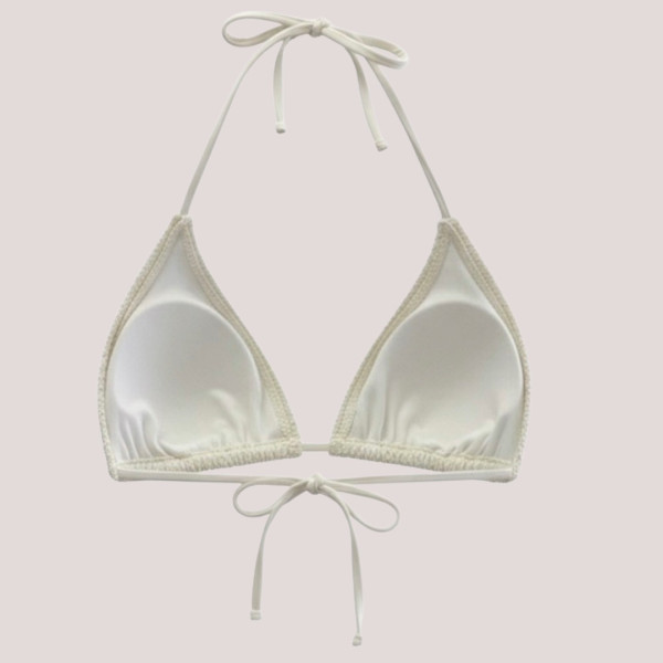 MYA swimwear Γυναικείο bikini set μαγιό δαντέλα τριγωνάκι & δετό σλιπ λευκό White με πούλιες MB3215 summer collection