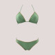 MYA swimwear Γυναικείο bikini set μαγιό μεταλλιζέ τριγωνάκι & brazil v με πλεκτό τελείωμα πράσινο ανοιχτό MB2205