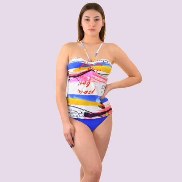 Naturana Γυναικείο  Τανκίνι  Μπλέ με σχέδια Μαγιό 72554 Blue Beachwear Swimsuit 