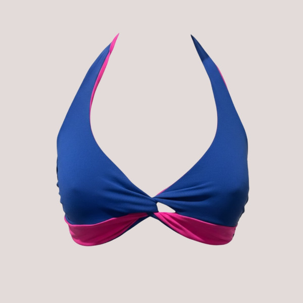 Γυναικείο Σετ Μαγιό δετό triangle για μεγάλο στήθος & ψηλόμεσο bottom doublewear μπλέ ροζ blue-pink AIDA H491.00076042