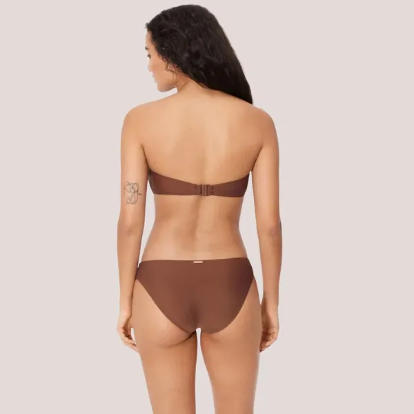 Ysabel Mora Γυναικείο Set bikini bandeau Μαγιό με αποσπώμενες τιράντες & σλιπ με ιδιαίτερο κόψιμο στο πλάϊ καφέ μπρονζέ Brown 83470 Marfil