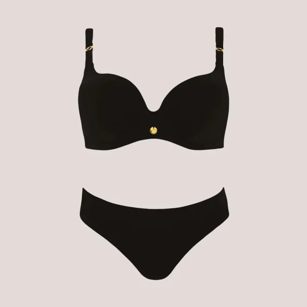 Self Γυναικείο Set bikini Plus sizes μαύρο για μεγάλο στήθος με ελαφρυά ενίσχυση & ψηλόμεσο κλασικό σλιπ Luxury Swimwear Black S940V2EX4.19 