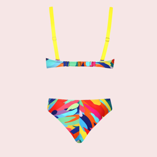 Self Caribean Γυναικείο Σετ μπικίνι μαγιό strapless πολύχρωμο με σχέδιο  για μεγάλο στήθος & σλιπ brazil S730CA9.1