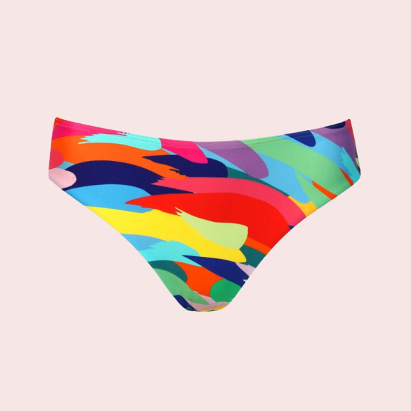 Self Caribean Γυναικείο Σετ μπικίνι μαγιό strapless πολύχρωμο με σχέδιο  για μεγάλο στήθος & σλιπ brazil S730CA9.1