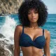 Self Γυναικείο Set bikini straples με ενίσχυση μπλέ σκούρο με lurex πράσινο & ψηλόμεσο σλιπ ιδανικό για μεγάλο στήθος Luxury Swimwear S730V3CV7 Costa Brava Navy Blue