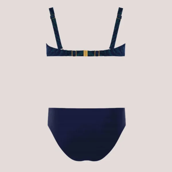 Self Γυναικείο Set bikini straples με ενίσχυση μπλέ σκούρο με lurex πράσινο & ψηλόμεσο σλιπ ιδανικό για μεγάλο στήθος Luxury Swimwear S730V3CV7 Costa Brava Navy Blue