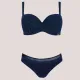 Self Γυναικείο Set bikini straples με ενίσχυση μπλέ σκούρο με lurex πράσινο & ψηλόμεσο σλιπ ιδανικό για μεγάλο στήθος Luxury Swimwear S730V3CV7 Costa Brava Navy Blue