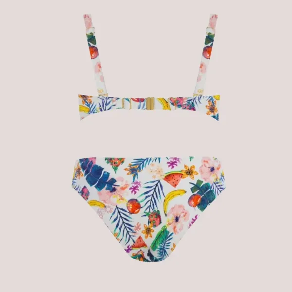 Self Γυναικείο Set bikini straples με ενίσχυση λευκό με υπέροχα σχέδια λουλουδιών & τροπικών φρούτων ιδανικό για μεγάλο στήθος Luxury Swimwear S730V3PA1 White PINA