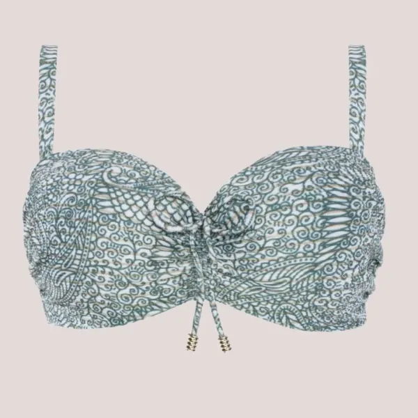 Self Γυναικείο Set bikini λαδί Tropical με gold lurex straples με υπέροχη ενίσχυση & για μεγάλο στήθος Luxury Swimwear green S730V3SD2 Sydney 2