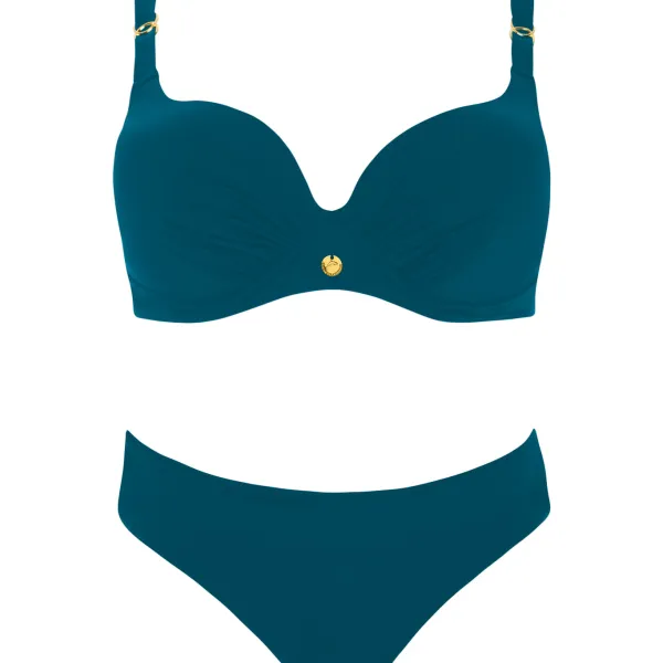 Self Γυναικείο Set bikini Plus sizes πετρόλ για μεγάλο στήθος με ελαφρυά ενίσχυση & ψηλόμεσο κλασικό σλιπ Luxury Swimwear petrol S940V2EX4.6