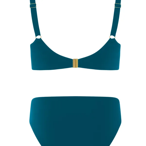 Self Γυναικείο Set bikini Plus sizes πετρόλ για μεγάλο στήθος με ελαφρυά ενίσχυση & ψηλόμεσο κλασικό σλιπ Luxury Swimwear petrol S940V2EX4.6