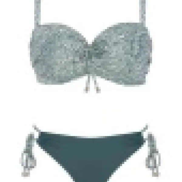 Self Γυναικείο Set bikini λαδί Tropical με gold lurex straples με υπέροχη ενίσχυση & για μεγάλο στήθος Luxury Swimwear green S730V3SD2 Sydney 2