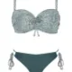 Self Γυναικείο Set bikini λαδί Tropical με gold lurex straples με υπέροχη ενίσχυση & για μεγάλο στήθος Luxury Swimwear green S730V3SD2 Sydney 2