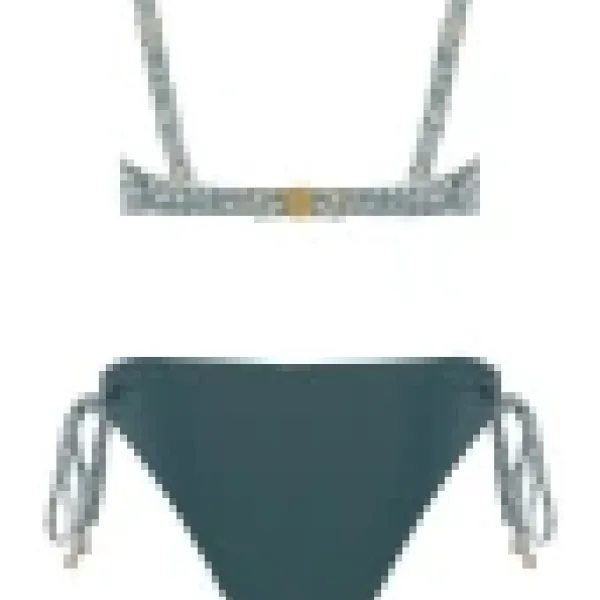 Self Γυναικείο Set bikini λαδί Tropical με gold lurex straples με υπέροχη ενίσχυση & για μεγάλο στήθος Luxury Swimwear green S730V3SD2 Sydney 2