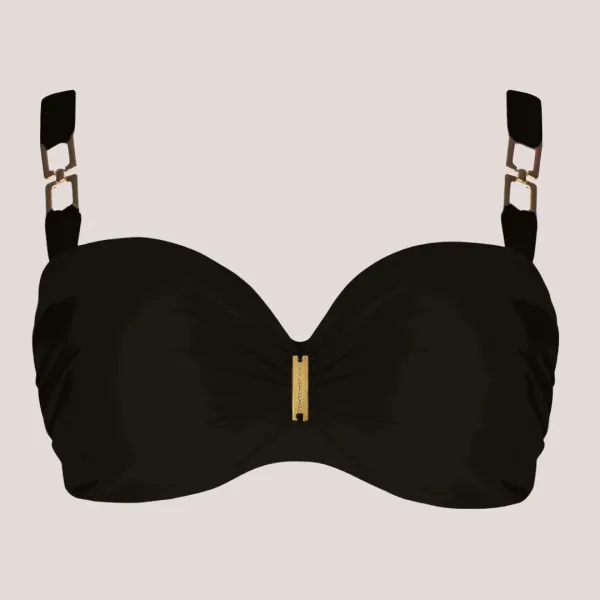 Self Γυναικείο Set bikini μαύρο straples με υπέροχη ενίσχυση για μεγάλο στήθος Luxury Swimwear Black S730V1SG1.19 Santiago 1