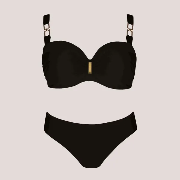 Self Γυναικείο Set bikini μαύρο straples με υπέροχη ενίσχυση για μεγάλο στήθος Luxury Swimwear Black S730V1SG1.19 Santiago 1