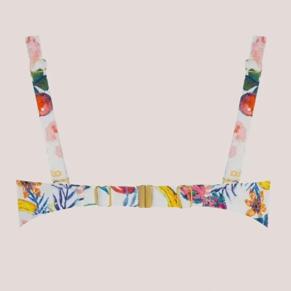 Self Γυναικείο Set bikini straples με ενίσχυση λευκό με υπέροχα σχέδια λουλουδιών & τροπικών φρούτων ιδανικό για μεγάλο στήθος Luxury Swimwear S730V3PA1 White PINA