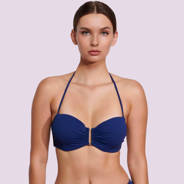 Bilitis Γυναικείο Μπλέ Ρουά Μαγιό Strapples Cup με κούμπωμα και ιδιαίτερο μεταλλικό κόψιμο PR002 Paradise