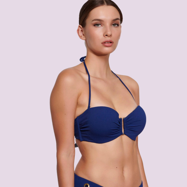 Bilitis Γυναικείο Μπλέ Ρουά Μαγιό Strapples Cup με κούμπωμα και ιδιαίτερο μεταλλικό κόψιμο PR002 Paradise